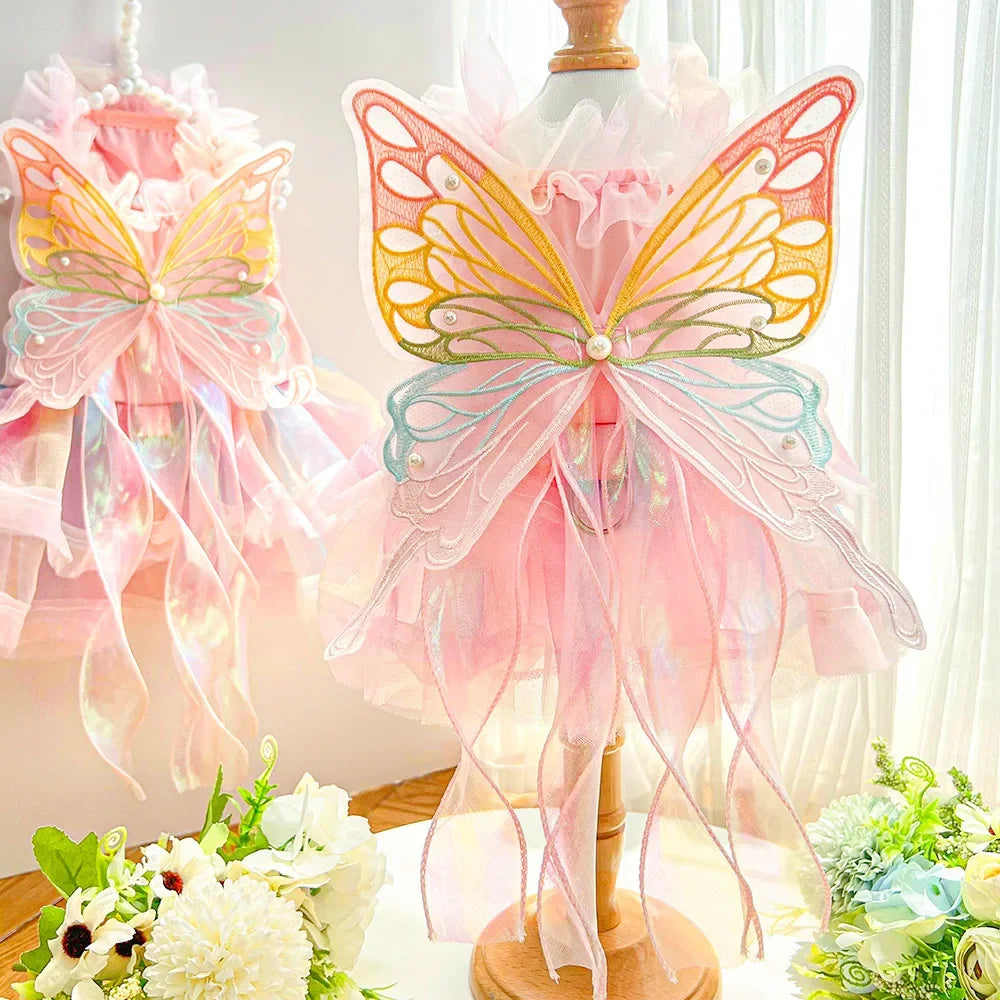 Dog Cat Spring Princess Dress Lace Skirt Pet Clothing Stripe Skirt Puppy Princess Apparel Cute Puppy Clothes Pet Cat Clothes