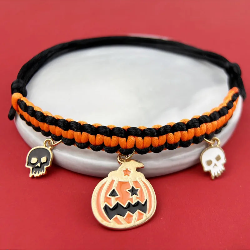 Pet Collar Breakaway Halloween Pet Collar Hand-Woven Dog Cat Pendant Small Dog Collar Halloween Funny Pumpkin Decoration