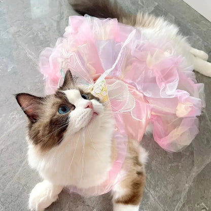 Dog Cat Spring Princess Dress Lace Skirt Pet Clothing Stripe Skirt Puppy Princess Apparel Cute Puppy Clothes Pet Cat Clothes