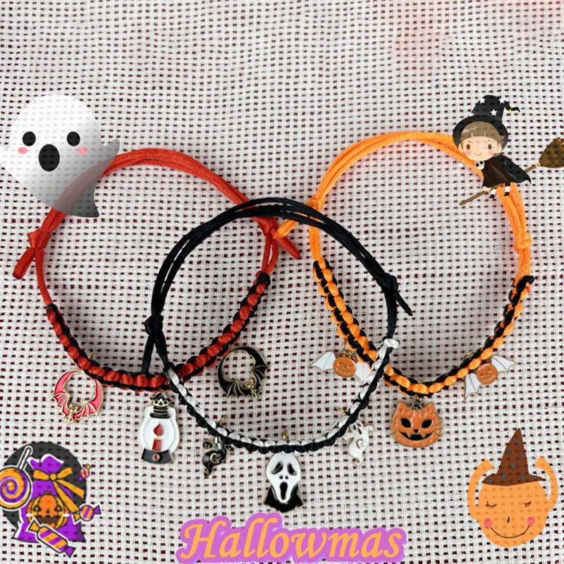 Pet Collar Breakaway Halloween Pet Collar Hand-Woven Dog Cat Pendant Small Dog Collar Halloween Funny Pumpkin Decoration