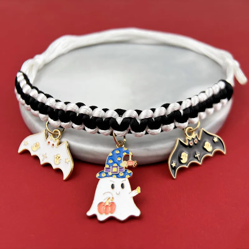 Pet Collar Breakaway Halloween Pet Collar Hand-Woven Dog Cat Pendant Small Dog Collar Halloween Funny Pumpkin Decoration