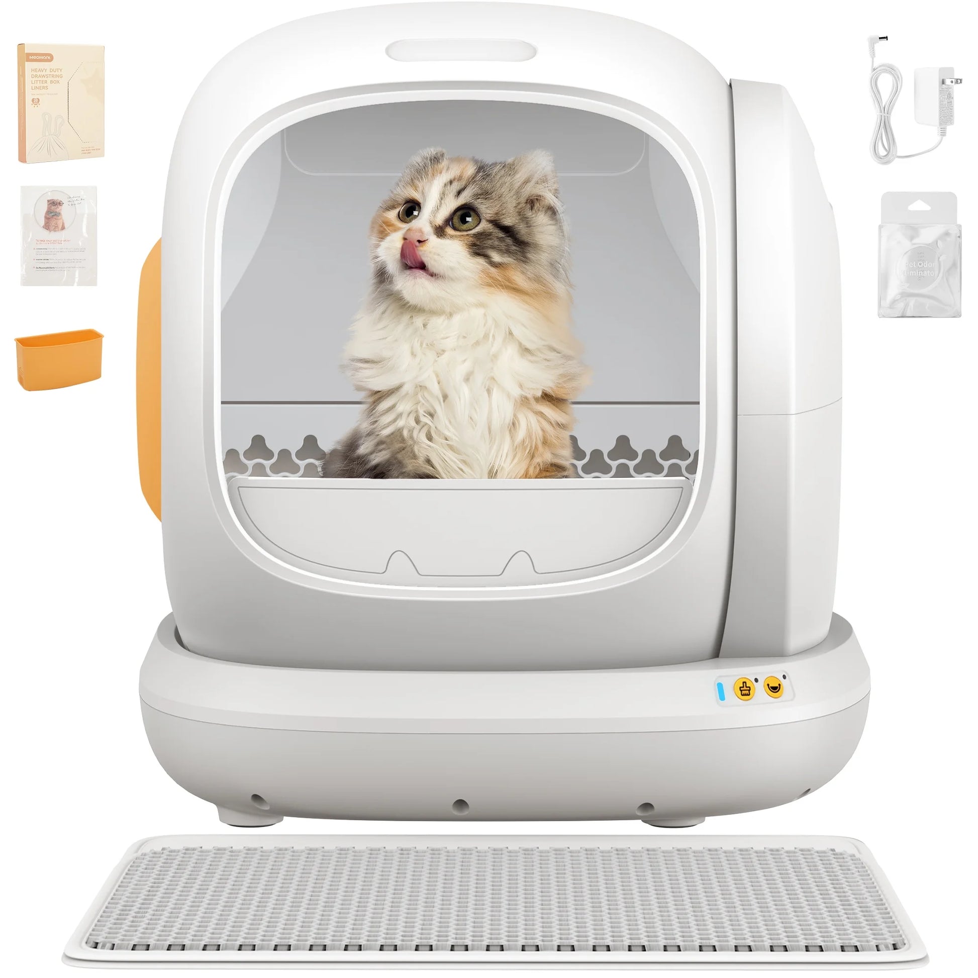 75L Smart Automatic Self-Cleaning Cat Litter Box, APP Control/Integrated Safety Protection,White