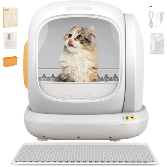 75L Smart Automatic Self-Cleaning Cat Litter Box, APP Control/Integrated Safety Protection,White